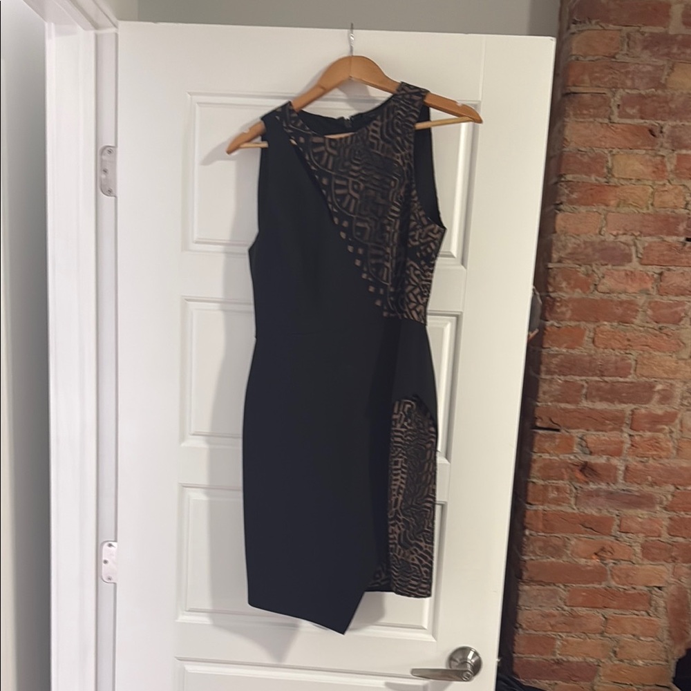 BCBGMaxAzria Black Asymmetrical Sleeveless Cocktail Mini Dress